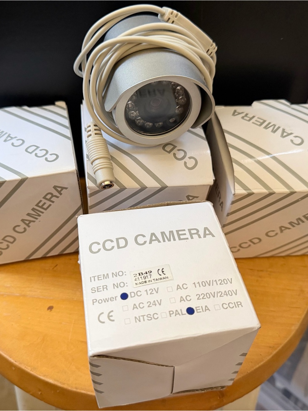 Set of 4 Cameras & Adapters Unbranded Silver CCD Security Camera - DC 12V